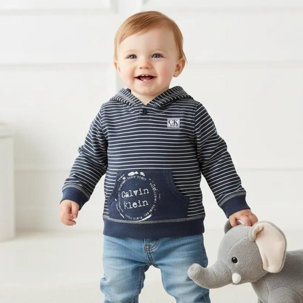 Calvin Klein Striped Logo Hoodie size  12 Months